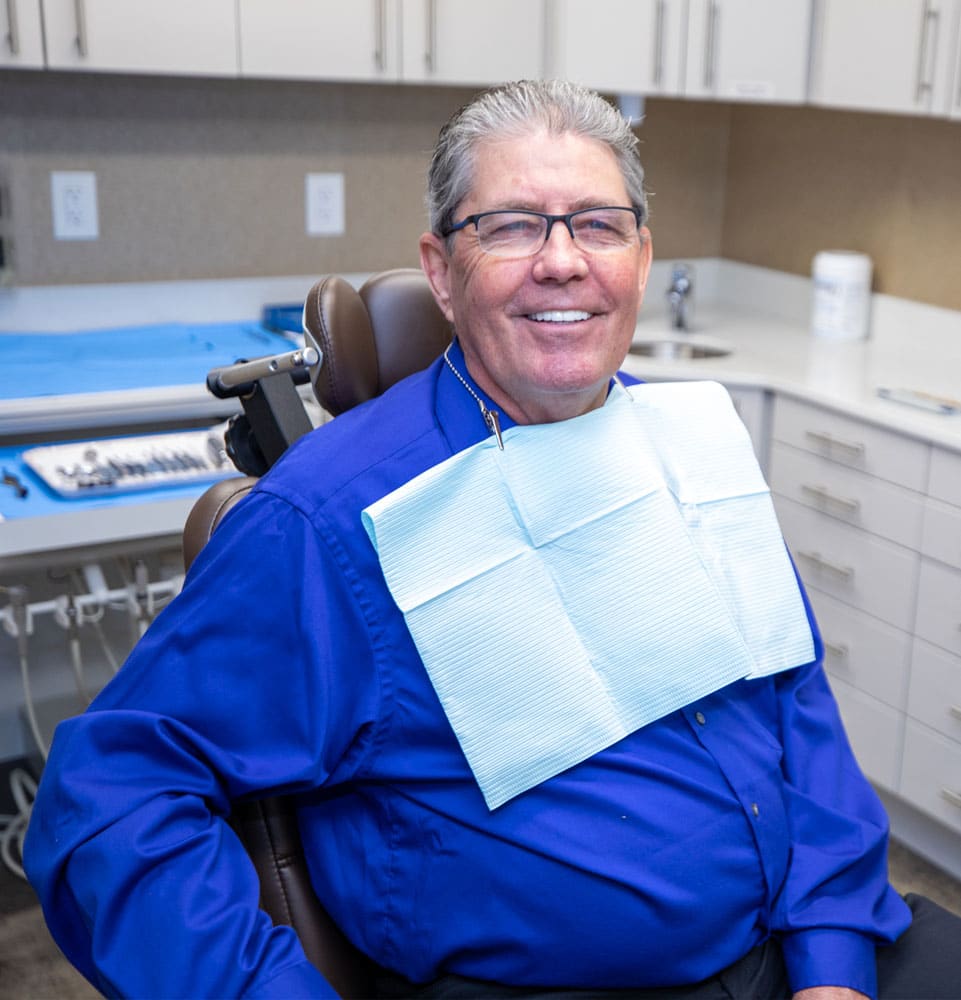 dental implant patient before sedation unafraid of dental procedure